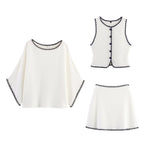 Women's Knit Embroidered Three-Piece Set
