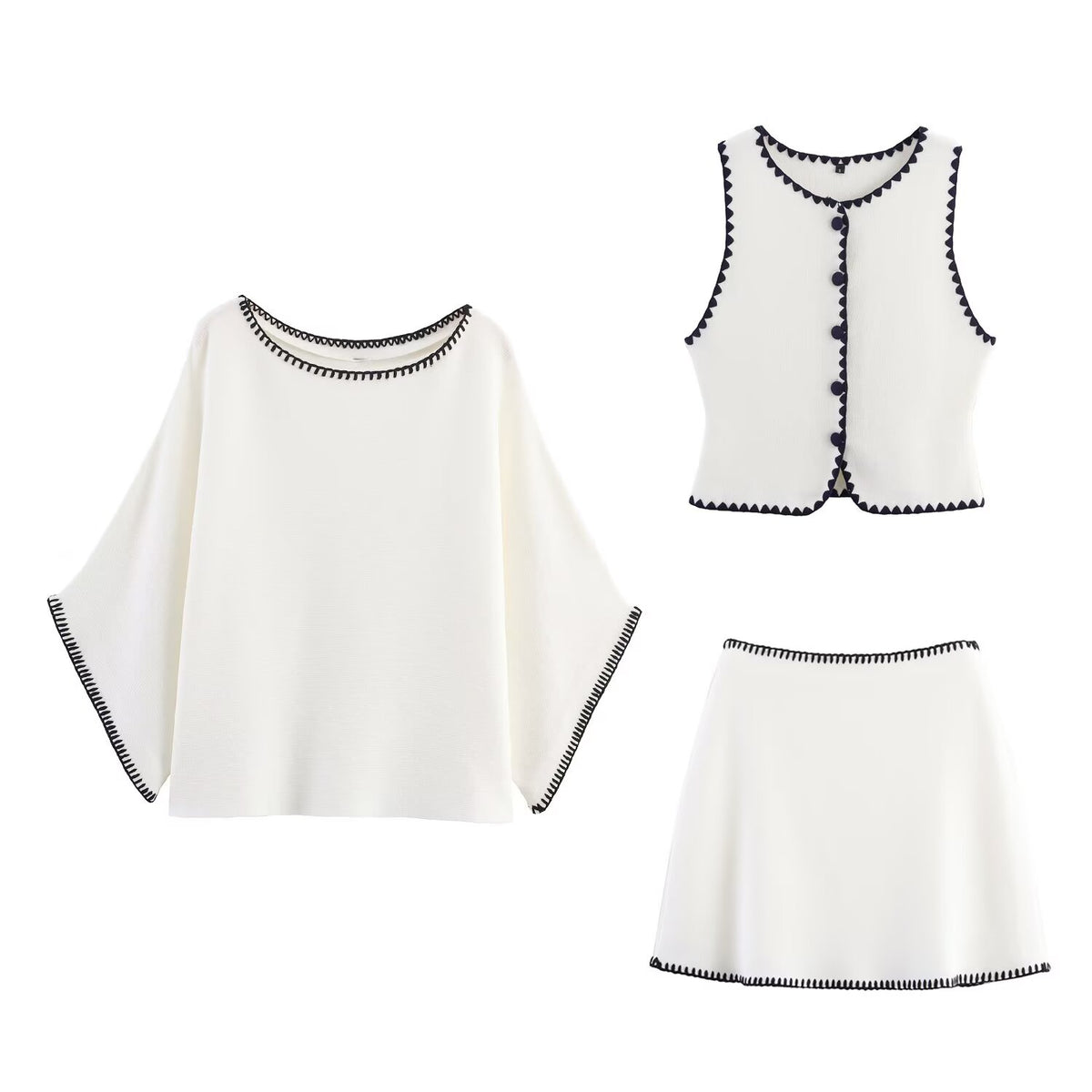 Women's Knit Embroidered Three-Piece Set