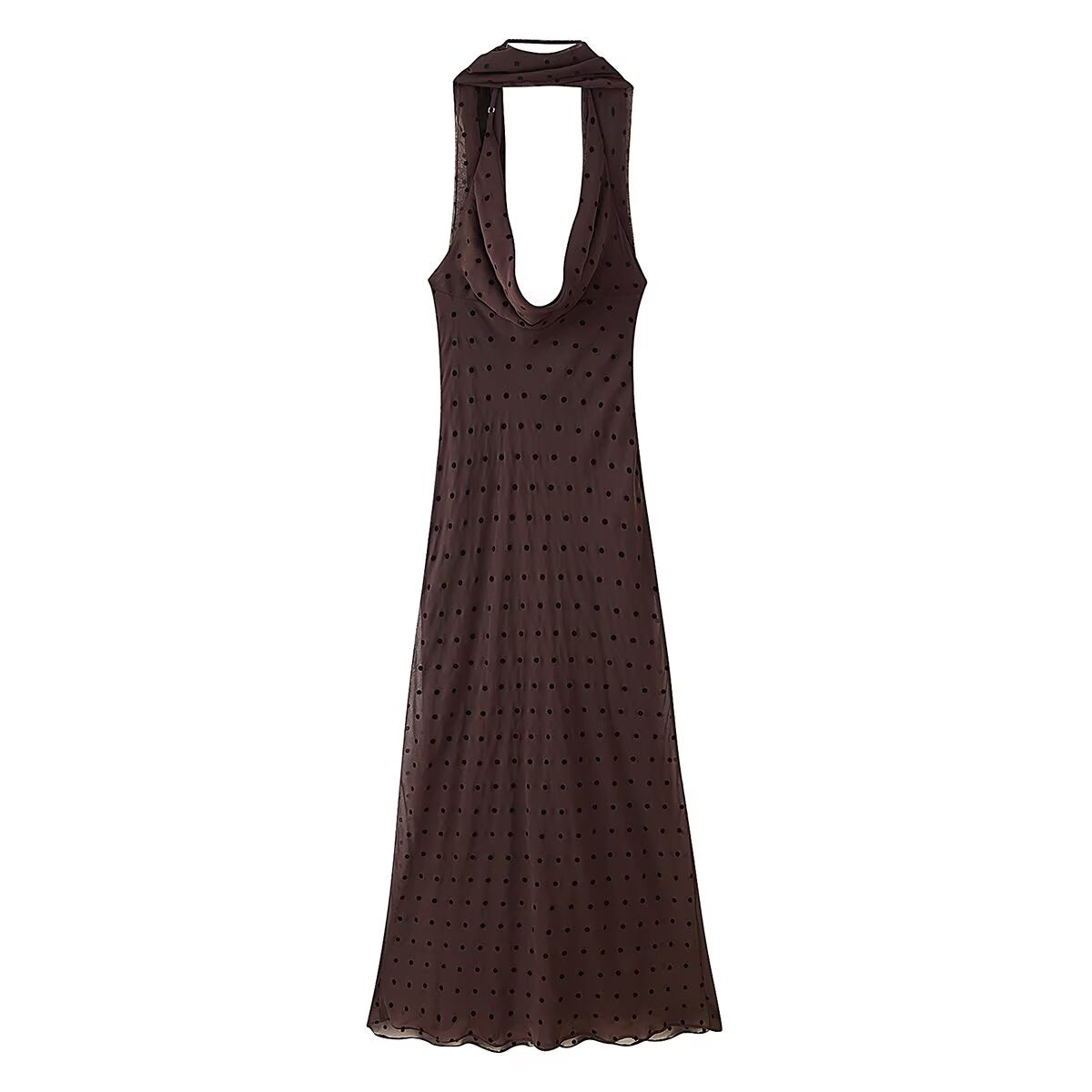 Women's Hanging Simple Polka Dot Scarf Length Dress