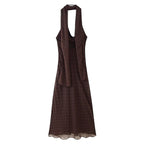 Women's Hanging Simple Polka Dot Scarf Length Dress