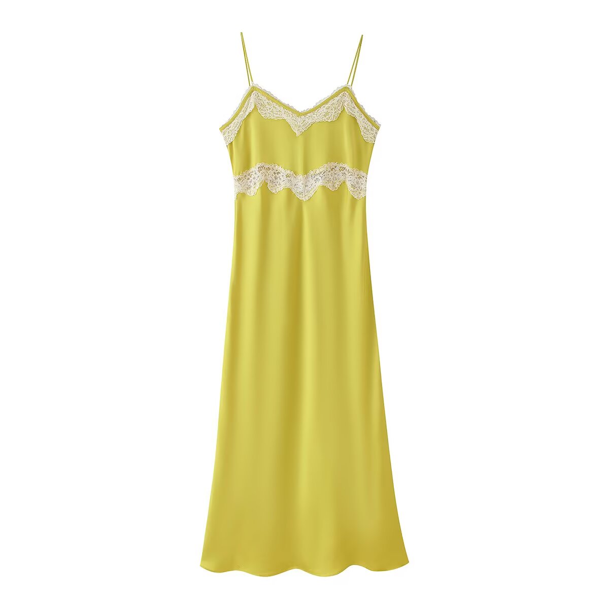 Lace Spaghetti-Strap Midi Dress