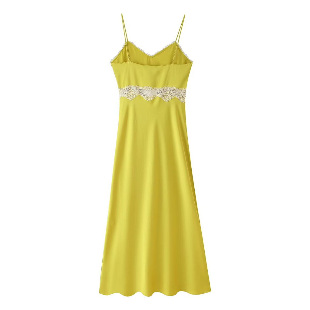 Lace Spaghetti-Strap Midi Dress