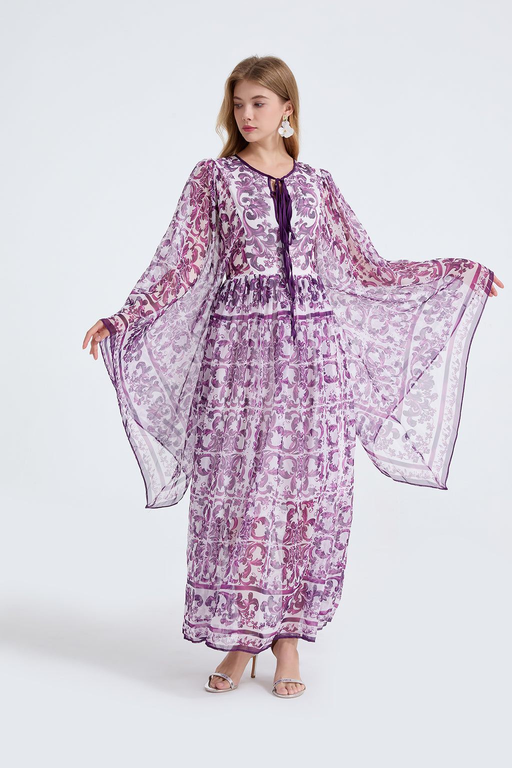 Women's 's Loose A-Line Long-Sleeve Dress