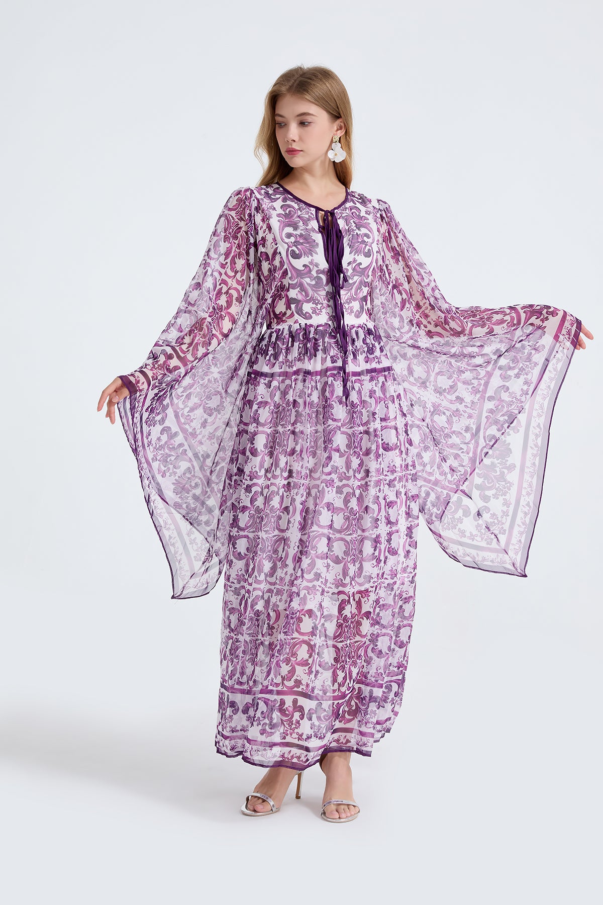 Women's 's Loose A-Line Long-Sleeve Dress