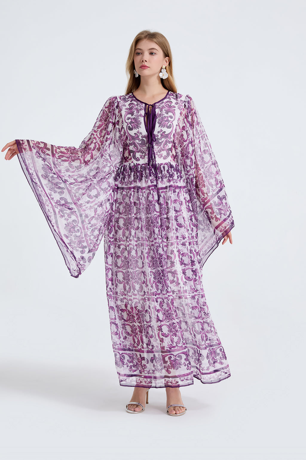Women's 's Loose A-Line Long-Sleeve Dress