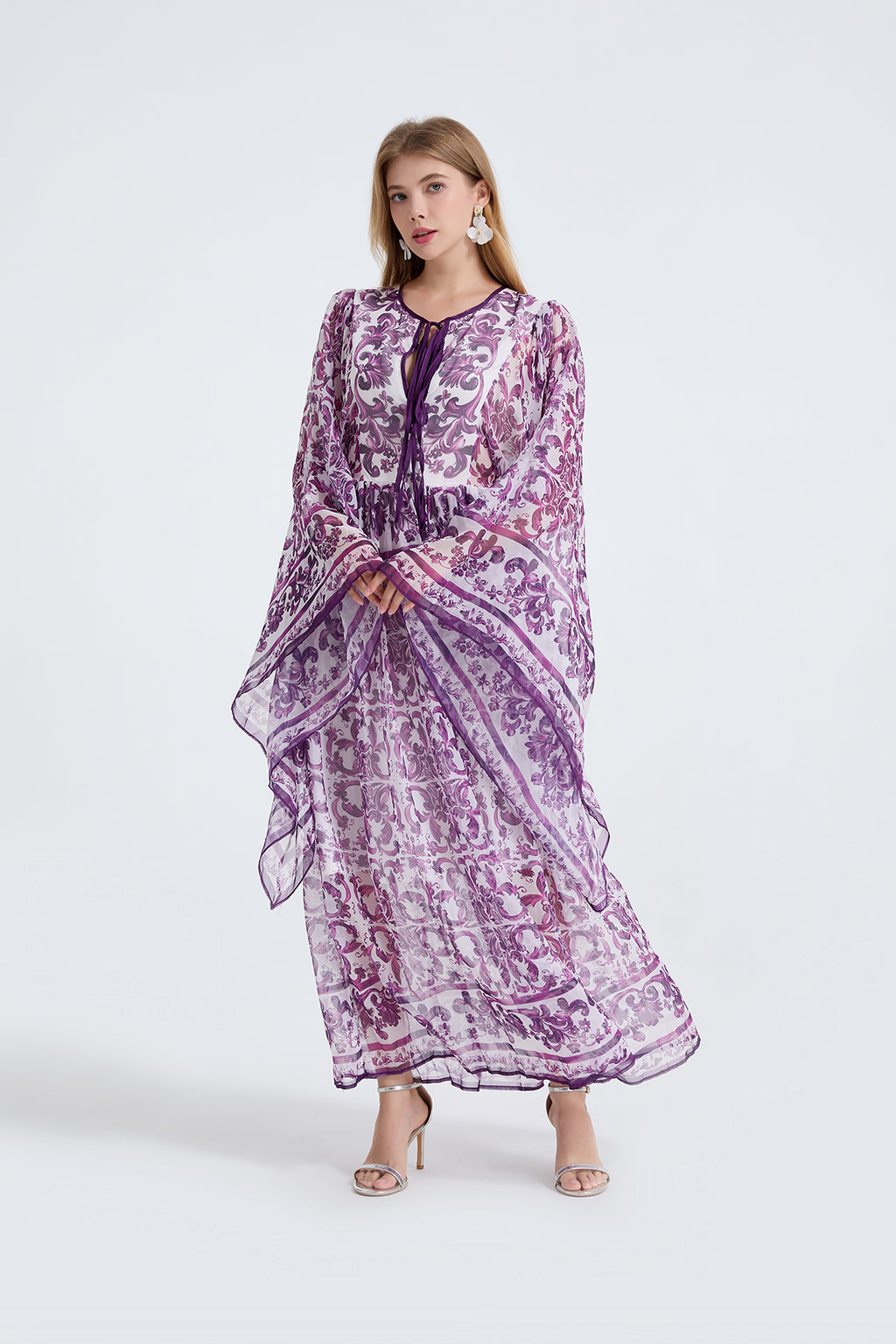 Women's 's Loose A-Line Long-Sleeve Dress