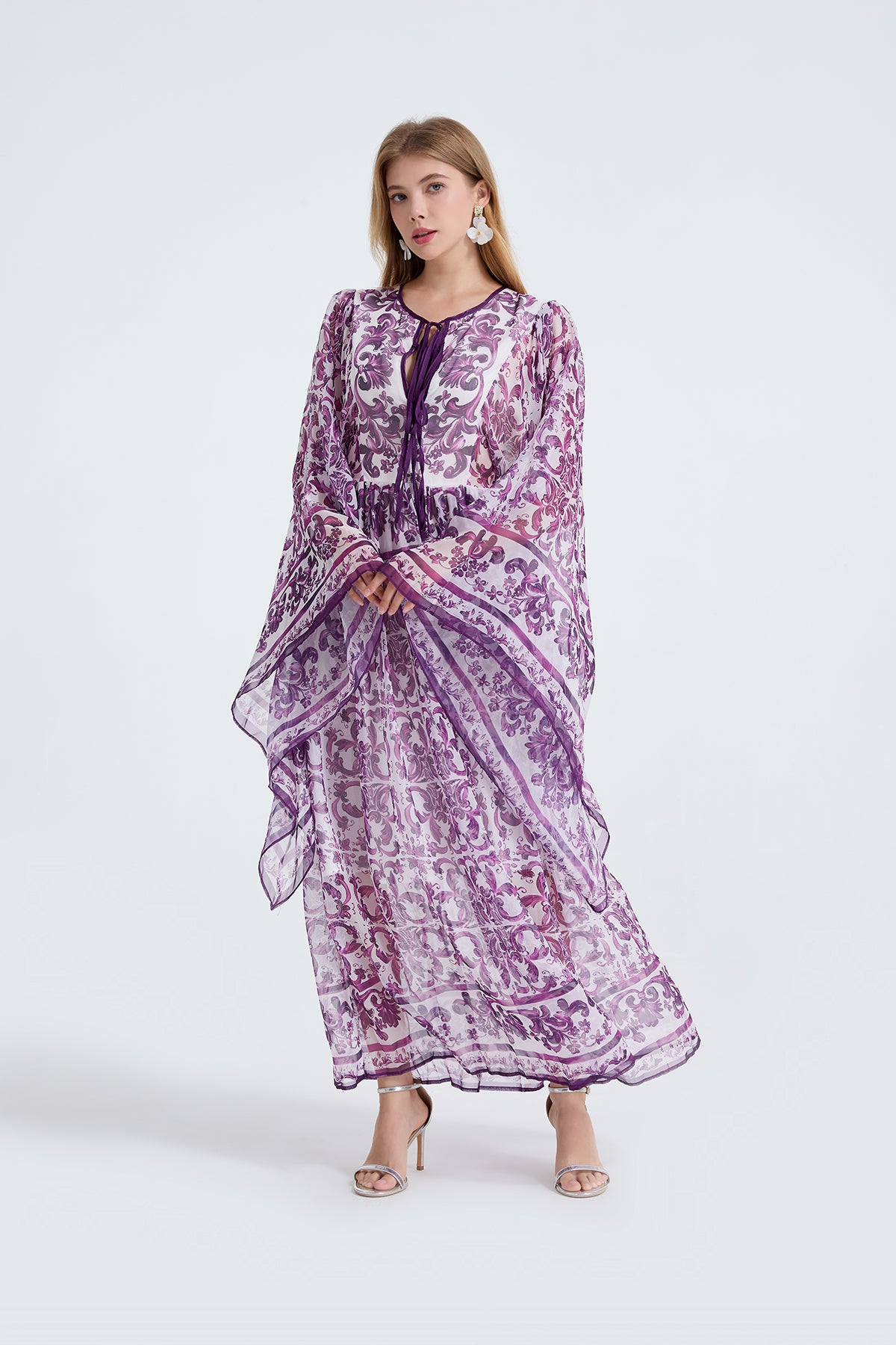 Women's 's Loose A-Line Long-Sleeve Dress
