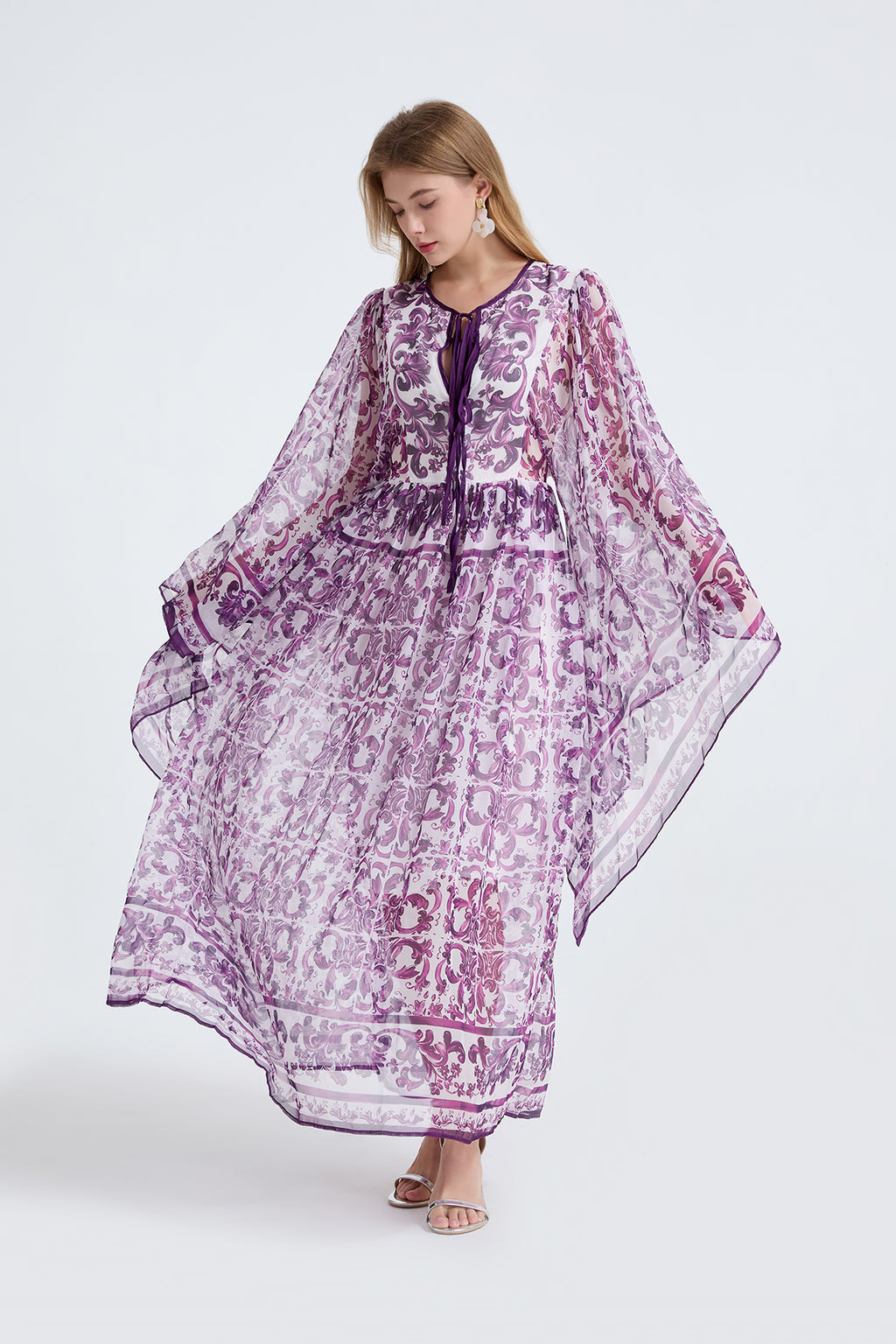 Women's 's Loose A-Line Long-Sleeve Dress