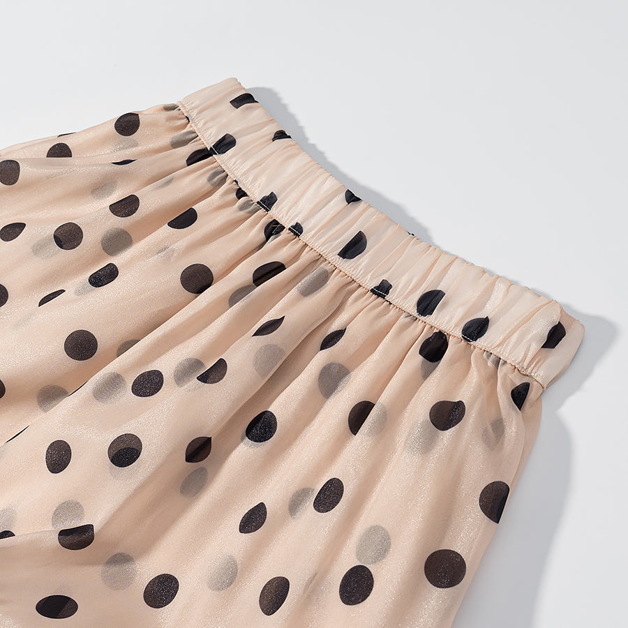 Summer Wind Mid Length Polka Dot Printed Skirt