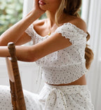 Short Top Printed Sexy Polka Dot Autumn Sexy Women off Shoulder