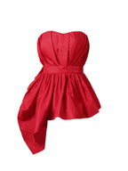 Women’s Red Ruched Sweetheart Tube Top