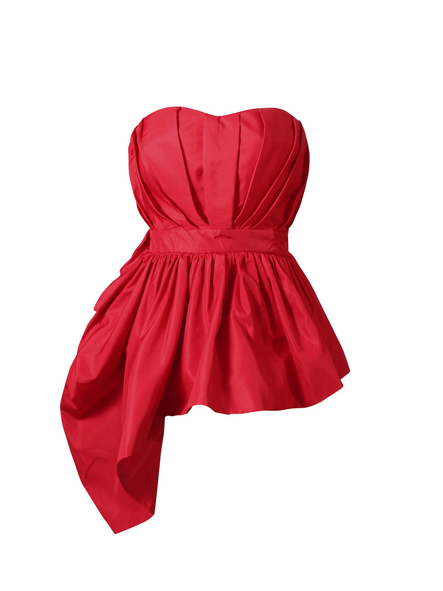 Women’s Red Ruched Sweetheart Tube Top