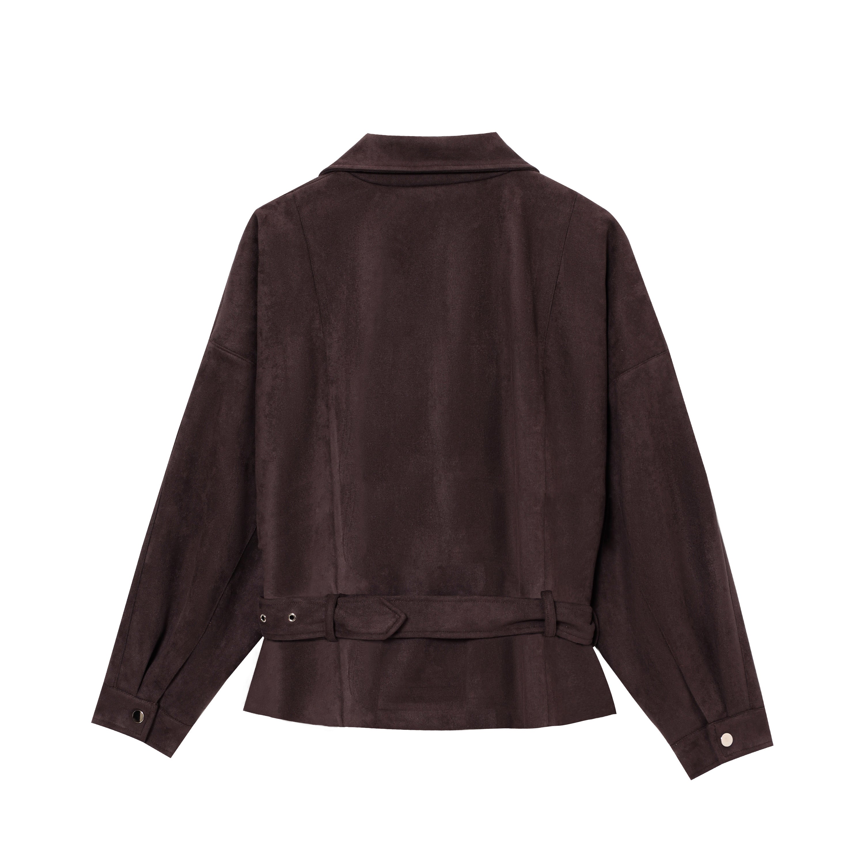 Women's Belted Suede Cropped Biker Coat