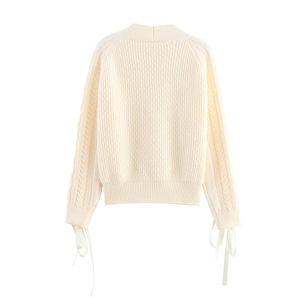 Women's Autumn Small Fresh Gentle Korean Wearing Rope Beaded Cardigan