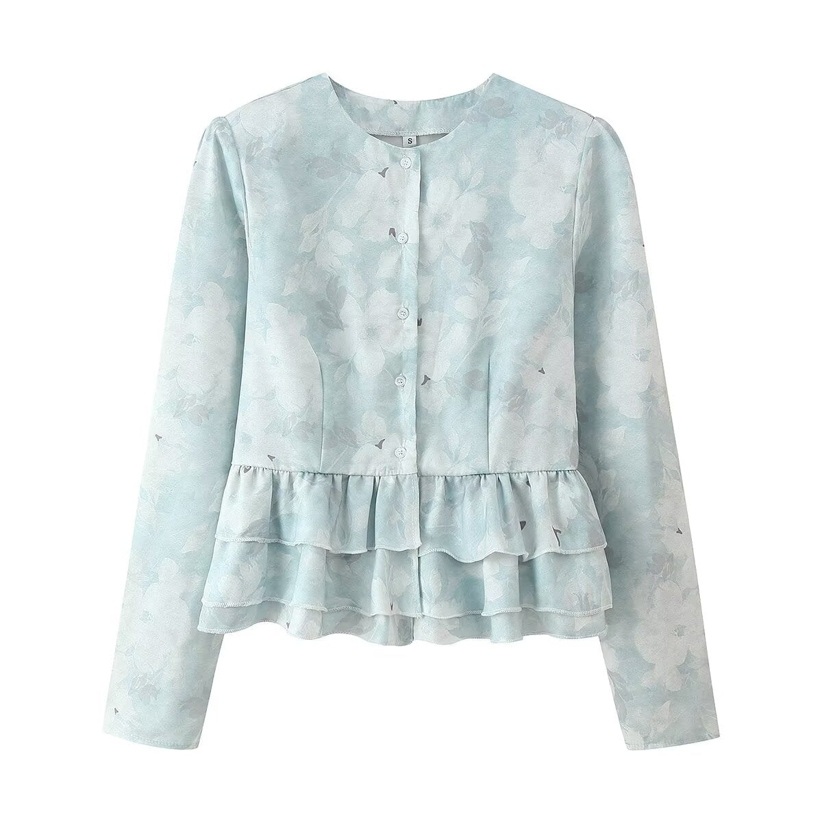 Women's Autumn Printed Design Ruffled Coordinated Two-Piece Set