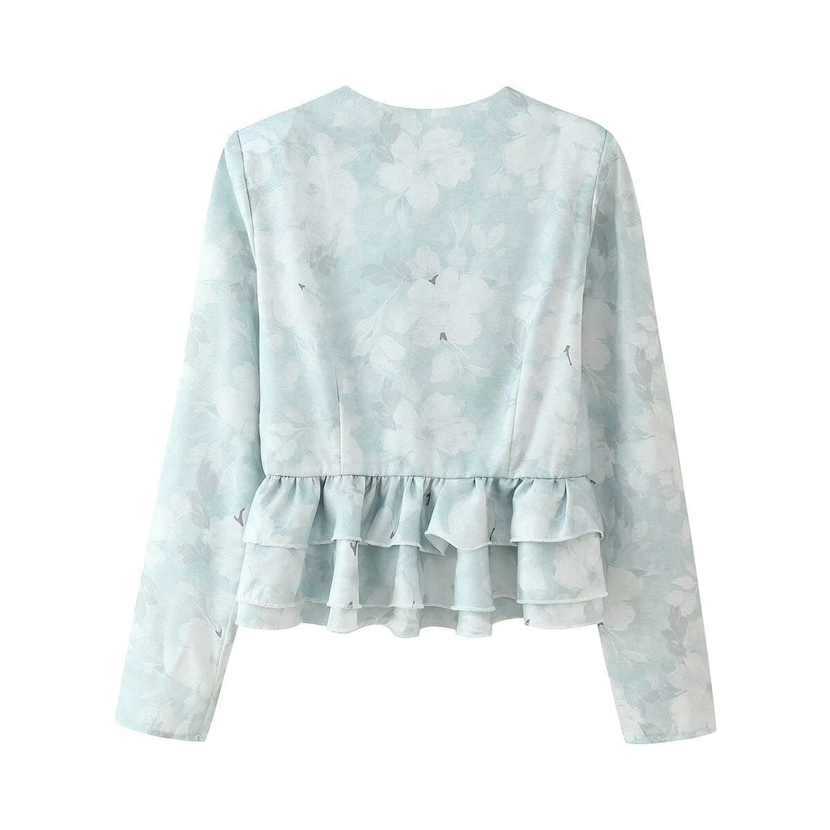 Women's Autumn Printed Design Ruffled Coordinated Two-Piece Set
