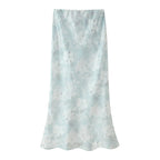Women's Autumn Printed Design Ruffled Coordinated Two-Piece Set