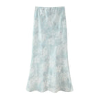 Women's Autumn Printed Design Ruffled Coordinated Two-Piece Set