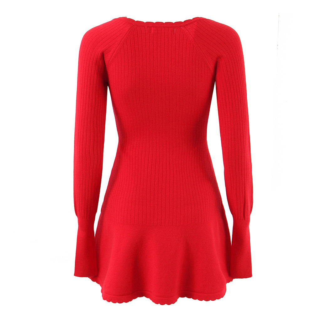 Women's Fall French Wave Edge Chest Lace Up Slim Top