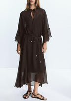 Women's Fall Simple Matching Belt Sling Lining Dress