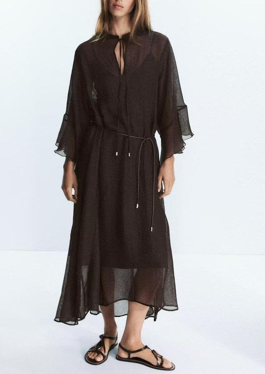 Women's Fall Simple Matching Belt Sling Lining Dress