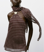 Women's Women Clothing Autumn Sexy Polka Dot Accessories Hanging Collar Top