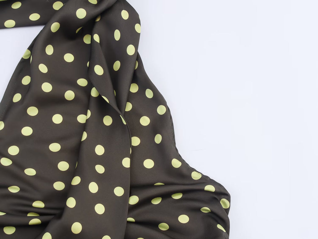 Women Asymmetric Polka Dot Design Top