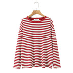 Women's Summer Women's Striped Loose Round Neck Long Sleeve T-Shirt