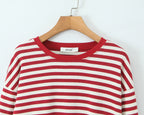 Women's Summer Women's Striped Loose Round Neck Long Sleeve T-Shirt