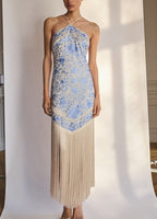 Women's Halter Fringe Backless Dress