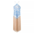 Women's Halter Fringe Backless Dress