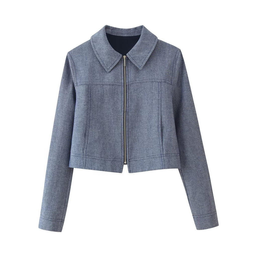 Women's Zipper Blazer & Pants Two-Piece Set