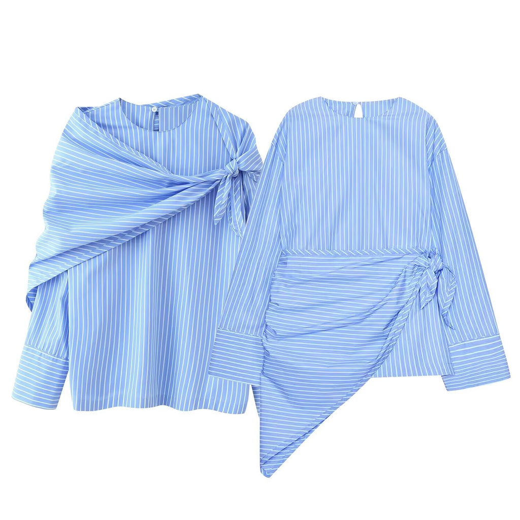 Women's Striped Scarf Shirt