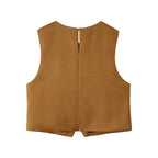 Summer Silk Satin Double Breasted Straight Leg Pants Vest Pant Set