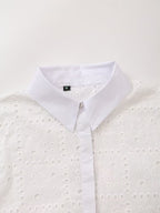 Women's Embroidered Cutout Collared Shirt