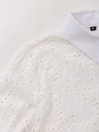 Women's Embroidered Cutout Collared Shirt