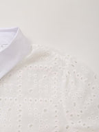 Women's Embroidered Cutout Collared Shirt