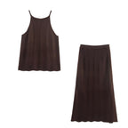 Women's Sling Knitting Top and Skirt Two-Piece Set