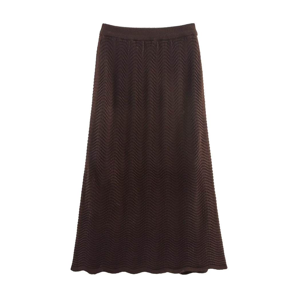 Women's Sling Knitting Top and Skirt Two-Piece Set