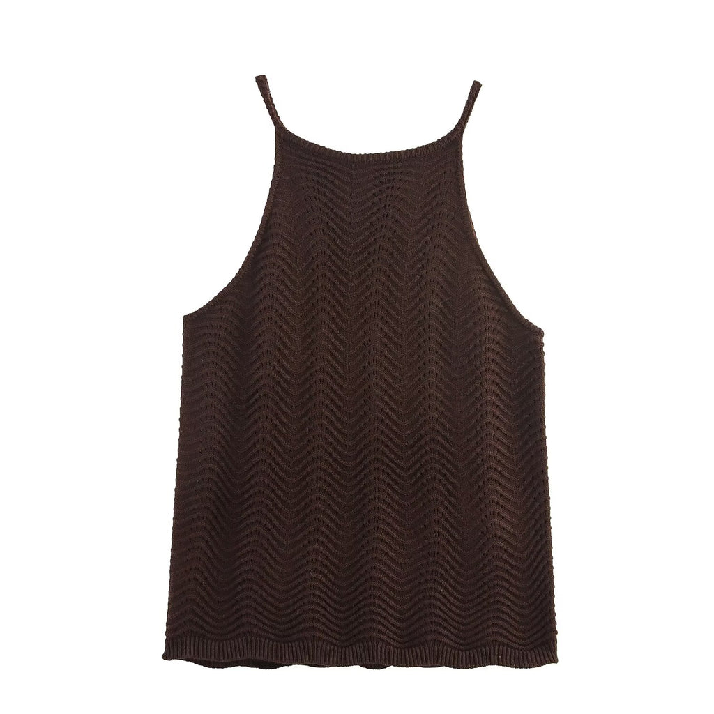 Women's Sling Knitting Top and Skirt Two-Piece Set