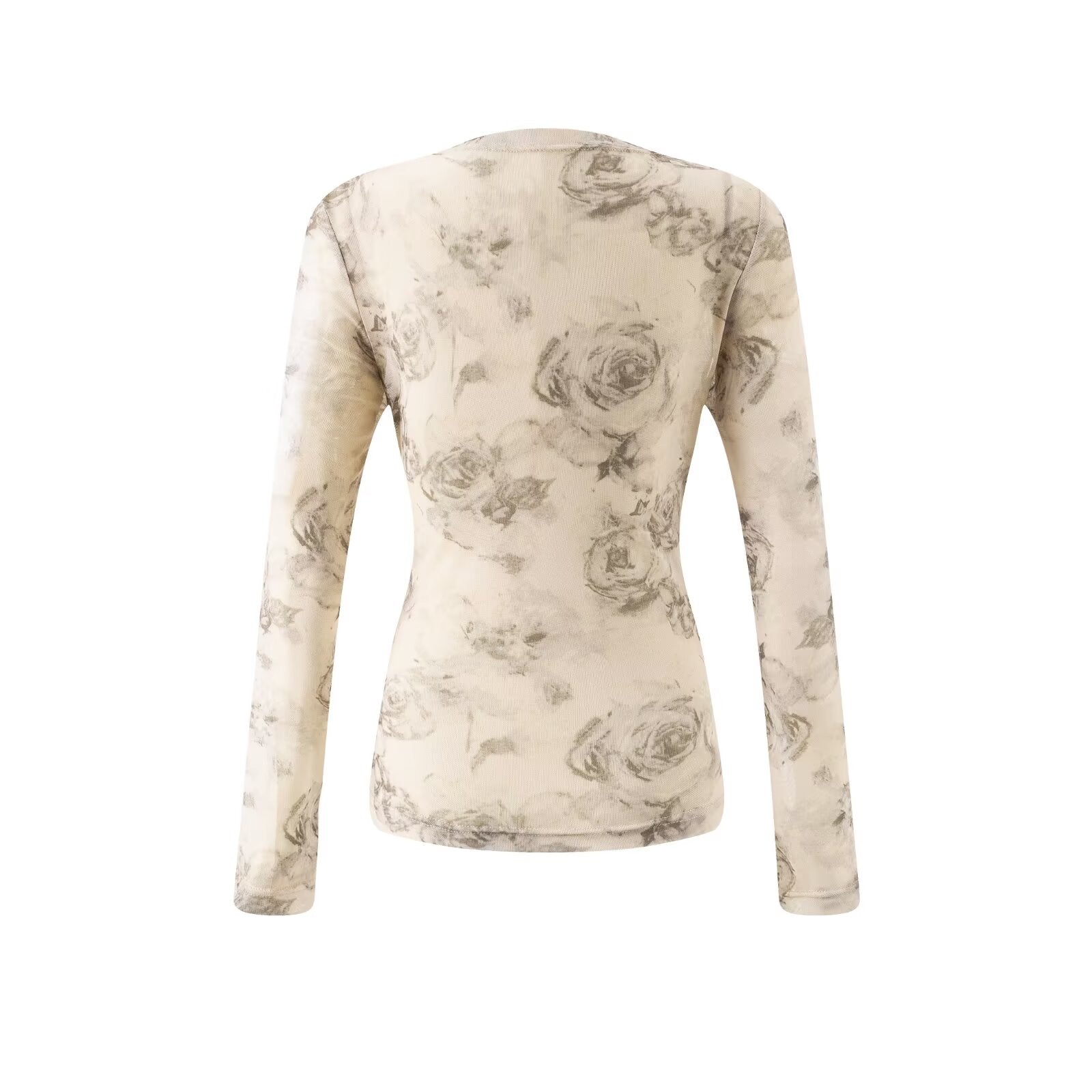 Women's Design Oblique Shoulder Long Sleeved T Shirt Women Tie Dyed Printed Stretch Slim Fit Sexy Pleated Bottoming Top