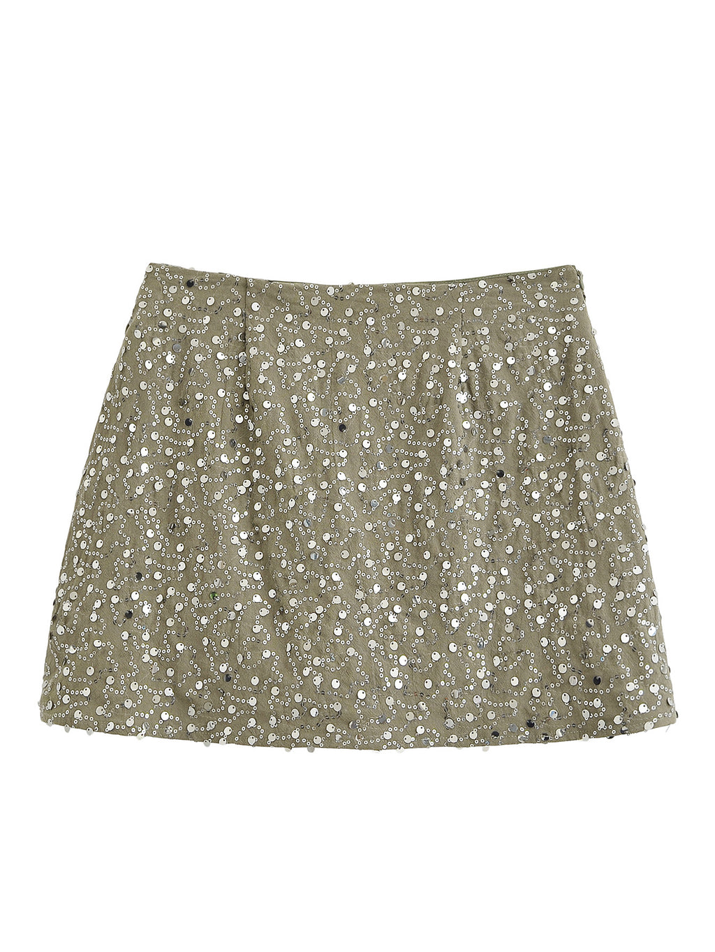Army Green Sequin Irregular Asymmetric Pantskirt