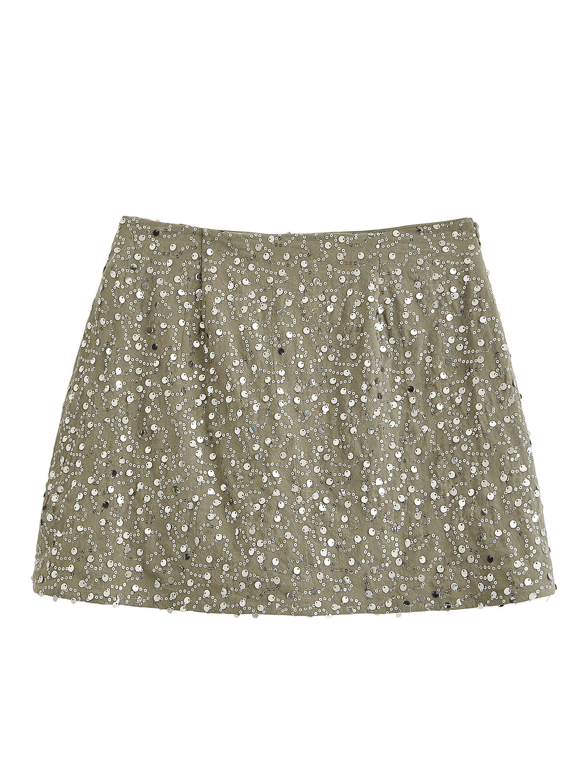 Army Green Sequin Irregular Asymmetric Pantskirt