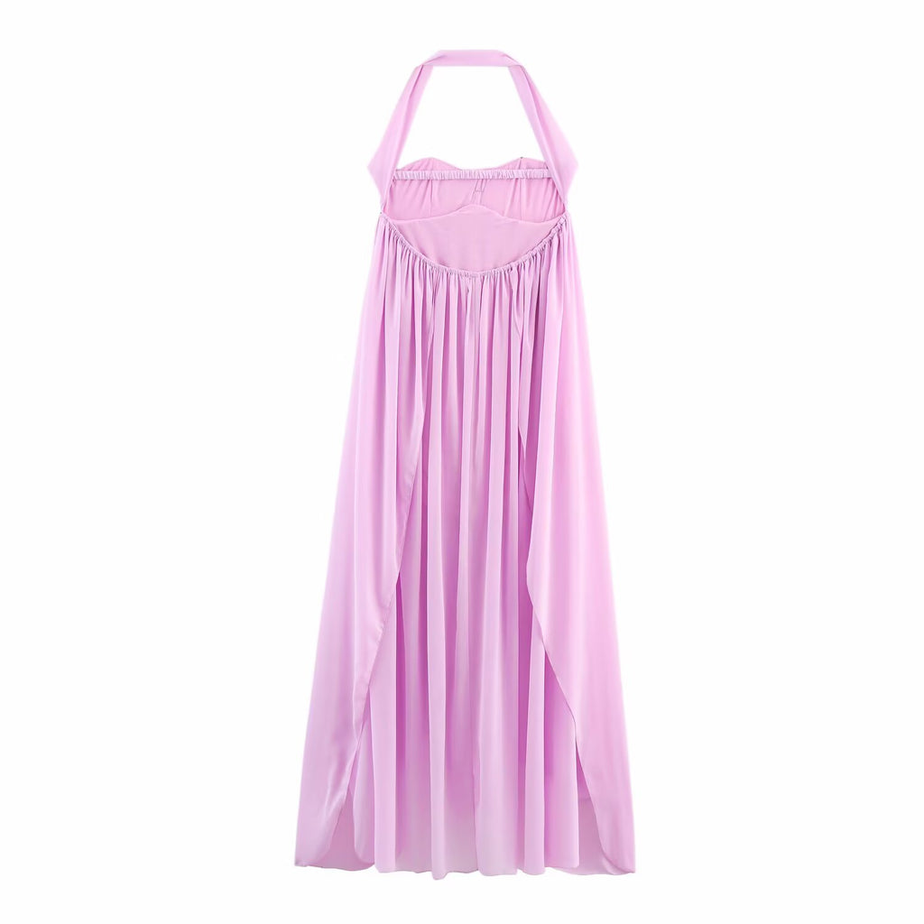 Halter Backless Strapless Laminated Lace Vacation Seaside Dress