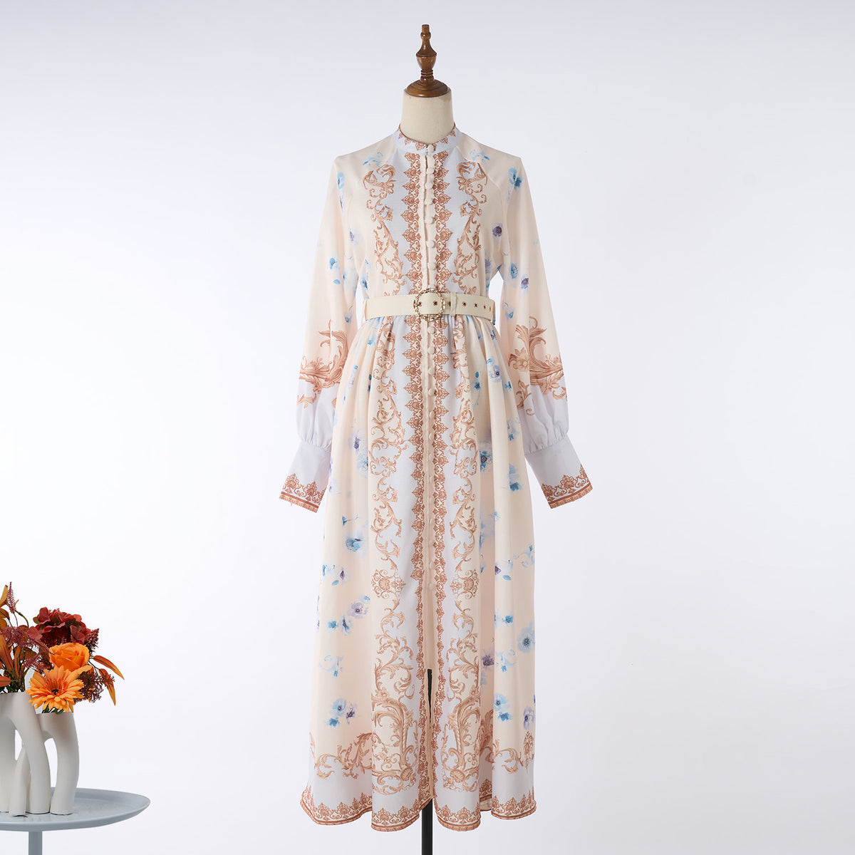 Women's Autumn Printed Long Sleeved Maxi Dress