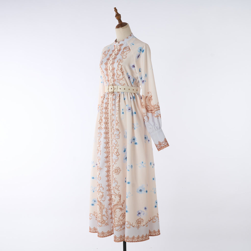 Women's Autumn Printed Long Sleeved Maxi Dress