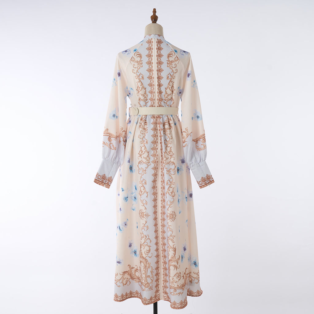 Women's Autumn Printed Long Sleeved Maxi Dress