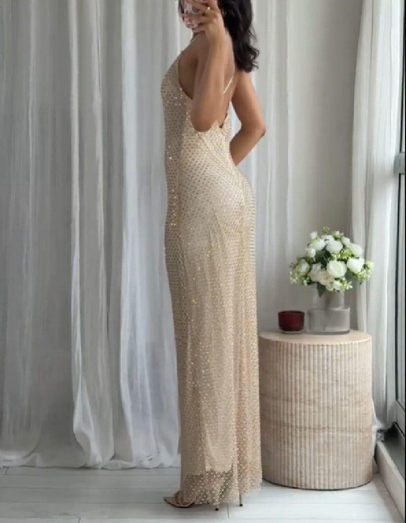 Women's Rhinestone Slim-Fit Slip Dress
