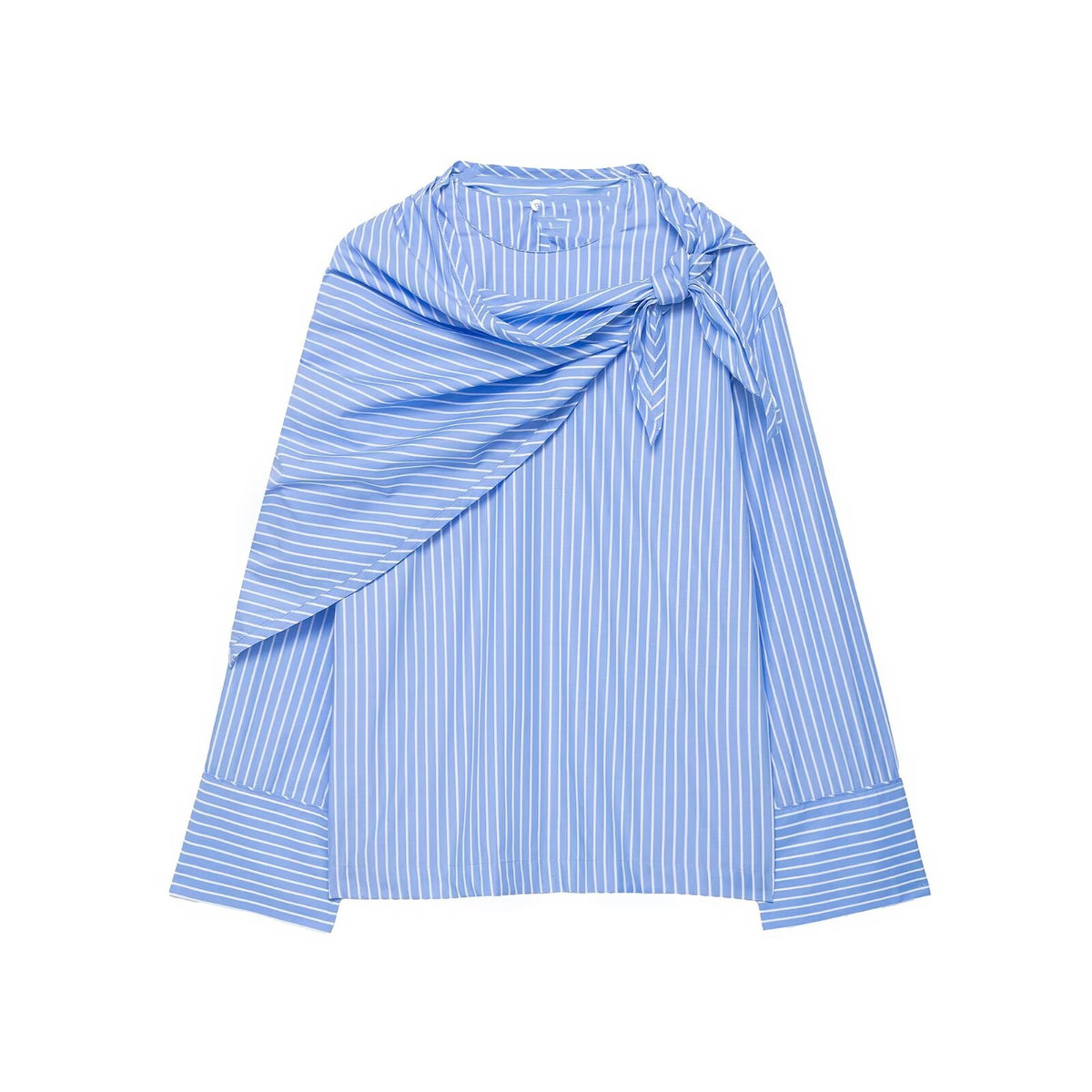 Women's Blue Striped Multi Purpose Scarf Shirt
