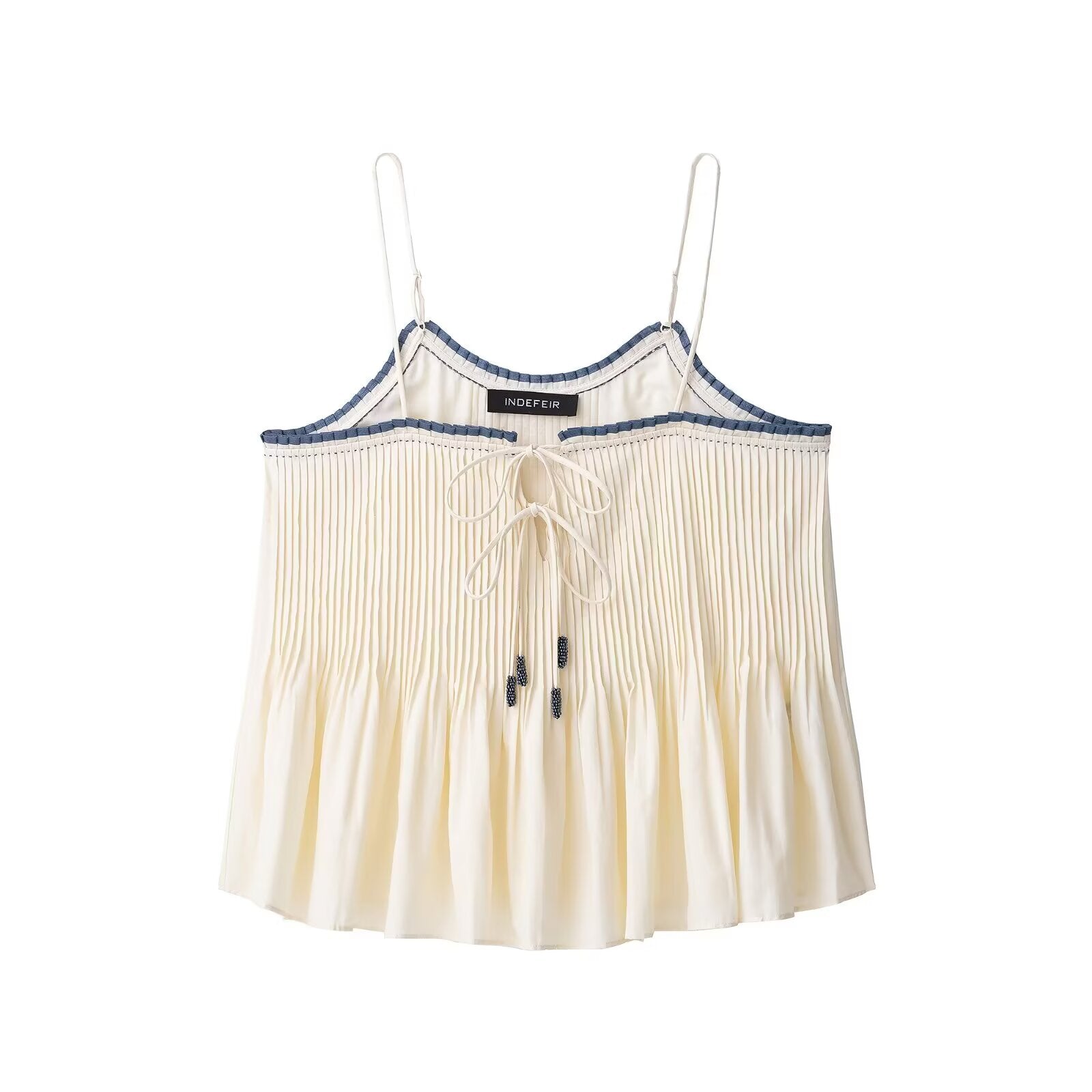 Autumn Women Street Color Contrast Trim Sling Top